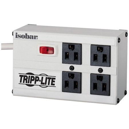 Eaton Tripp Lite Series Isobar 4-Outlet Surge Protector, 6 ft. Cord with Right-Angle Plug, 3330 Joules, Metal Housing