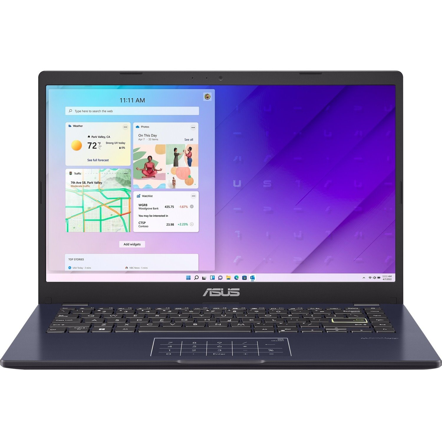 Asus E410 E410MA-EK007WS 35.6 cm (14") Notebook - Full HD - Intel Celeron N4020 - 4 GB - 64 GB Flash Memory - Peacock Blue