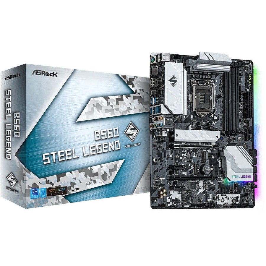ASRock B560 Steel Legend Desktop moederbord - Intel B560 chipset - Socket LGA-1200 - Intel Optane-geheugen ready - ATX