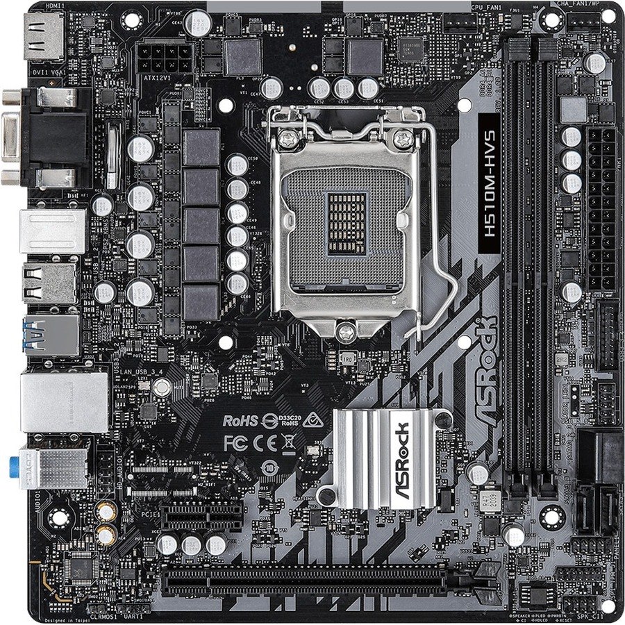 ASRock H510M-HVS Desktop Motherboard - Intel H510 Chipset - Socket LGA-1200 - Micro ATX