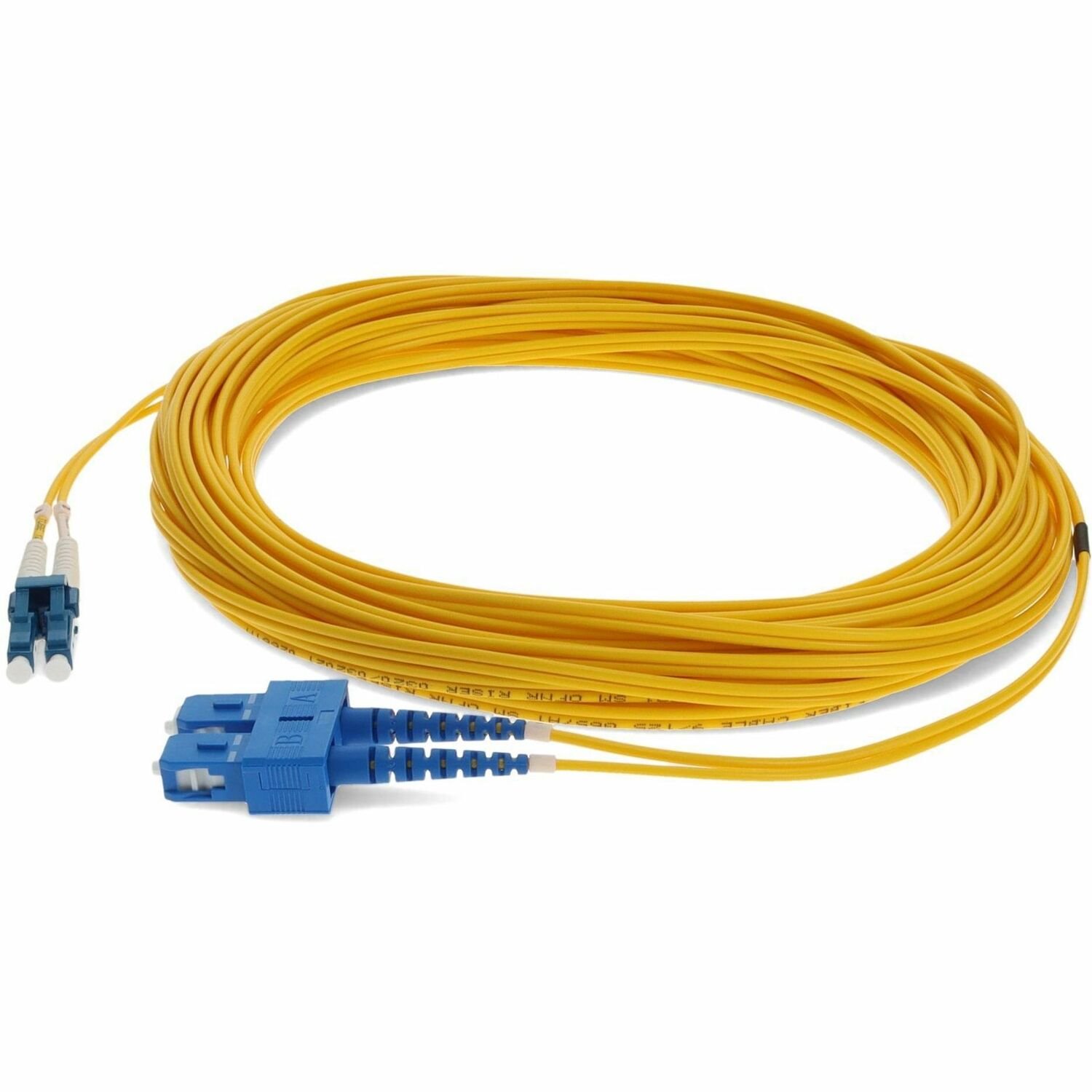 AddOn 14m SC to LC Yellow OS2 Duplex OFNR (Riser-Rated) SMF Fiber Patch Cable