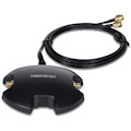 TRENDnet Magnetic Dual Antenna Mounting Base Stand RP-SMA Female with RP-SMA Male Extension Cable 1m (3.3 ft.), Black, TEW-LB101
