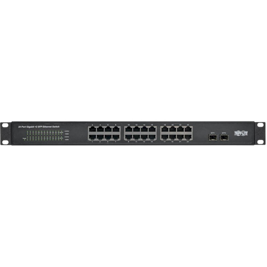 Tripp Lite by Eaton 24-Port 10/100/1000 Mbps 1U Rack-Mount/Desktop Gigabit Ethernet Unmanaged Switch, 2 Gigabit SFP Ports, Metal Housing