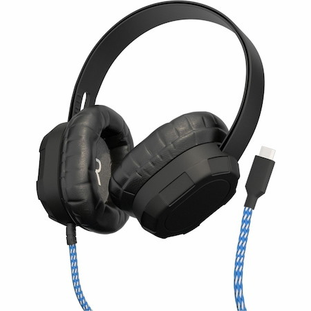 MAXCases Extreme Headphone w/braided cable, (No volume control, no mic) w/USB-C connector (Black)