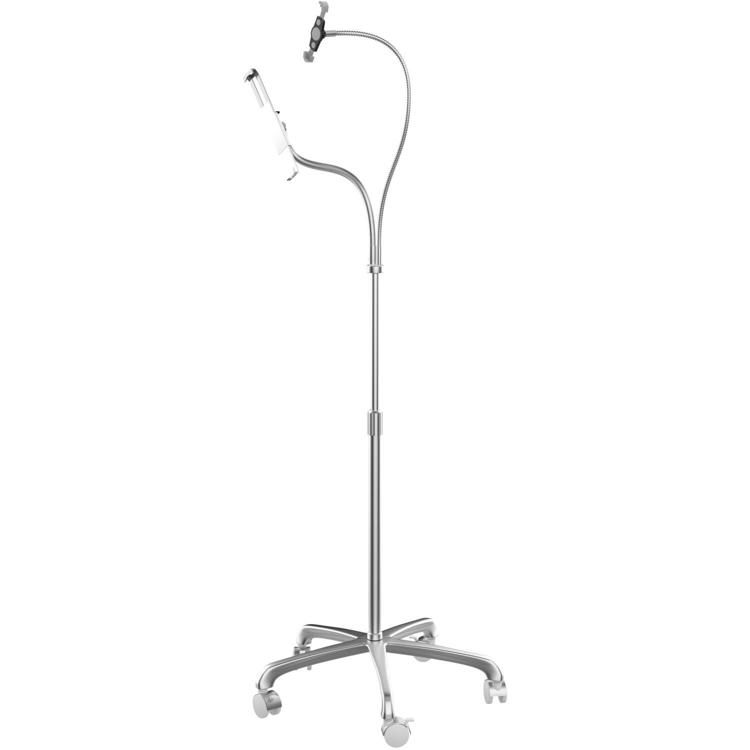 CTA Digital Heavy-Duty Security Floor Stand with Dual Goosenecks for Phone and Tablet