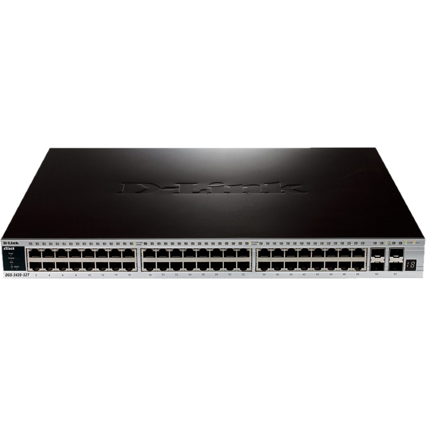 D-Link xStack DGS-3420 DGS-3420-52T 48 Ports Manageable Layer 3 Switch - 10/100/1000Base-T, 10/100Base-TX