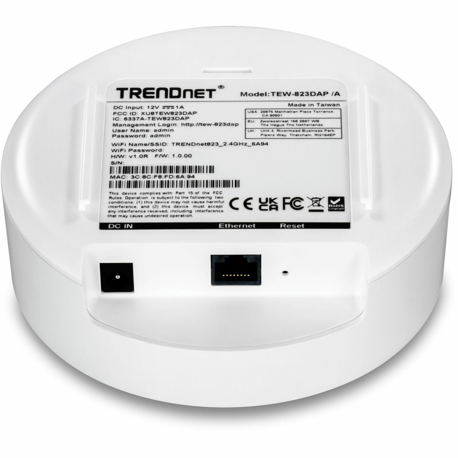 TRENDnet Dual Band IEEE 802.11 a/b/g/n/ac 1.27 Gbit/s Wireless Access Point - Indoor