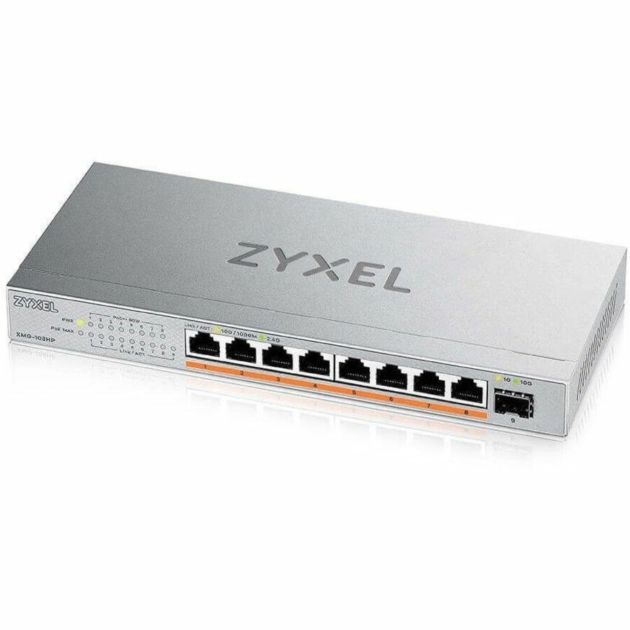 Zyxel 8-Port 2.5Gb MultiGig PoE Ethernet POE++ (60W) Switch | 5 x 100/1G/2.5G Ports + 1 x 10G SFP+ | 8 x PoE Port | 100W Budget | Plug & Play | Desktop or Wall-Mount | Lifetime Warranty | XMG-105HP