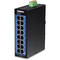 TRENDnet 16-Port Industrial Gigabit L2 Managed DIN Rail Switch, 16 x Gigabit Ports, Wide Temperature Layer 2 Switch, 32 Gbps Switching Capacity, Black, TI-G160i-M
