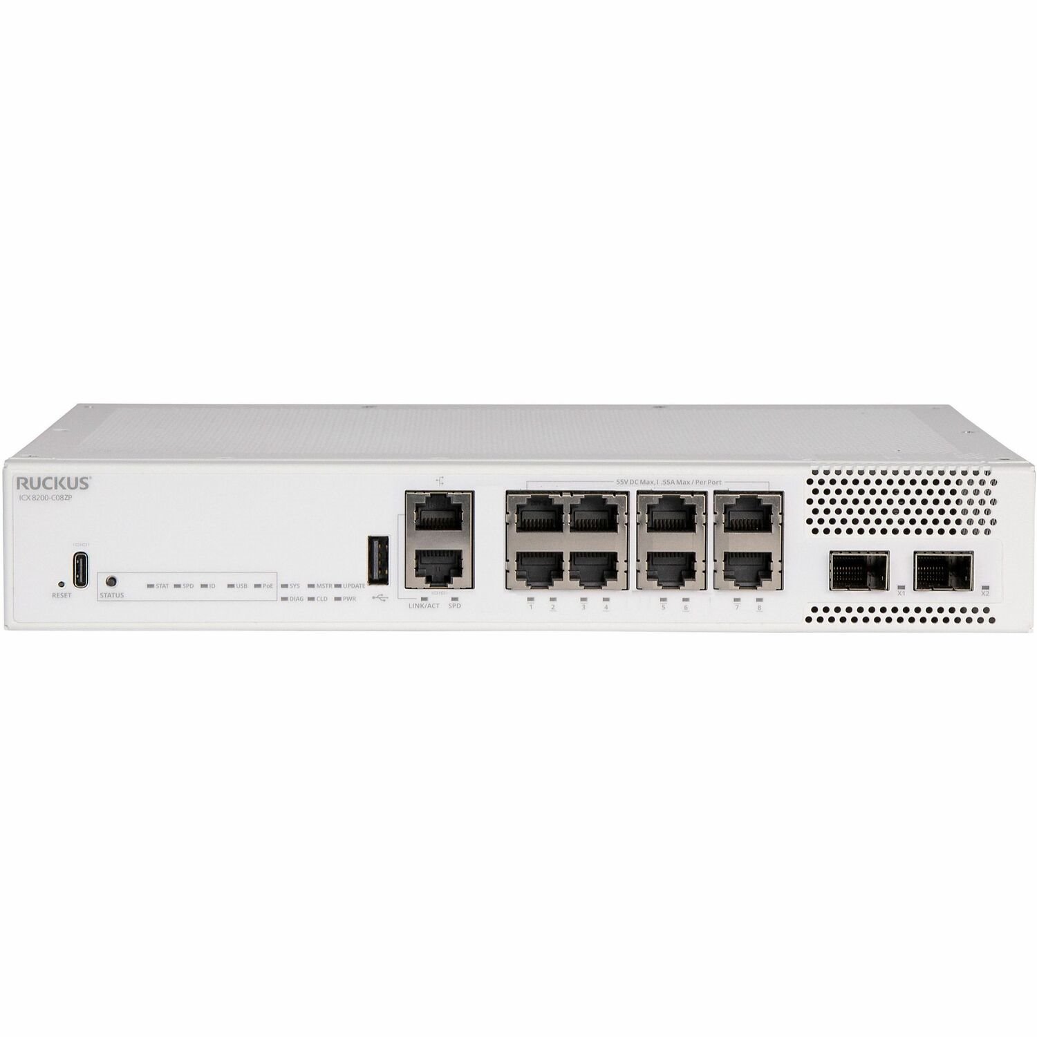 RUCKUS ICX 8200 8200-C08ZP 8 Ports Manageable Ethernet Switch - Gigabit Ethernet, 25 Gigabit Ethernet - 2.5GBase-T, 10GBase-T, 25GBase-X - TAA Compliant