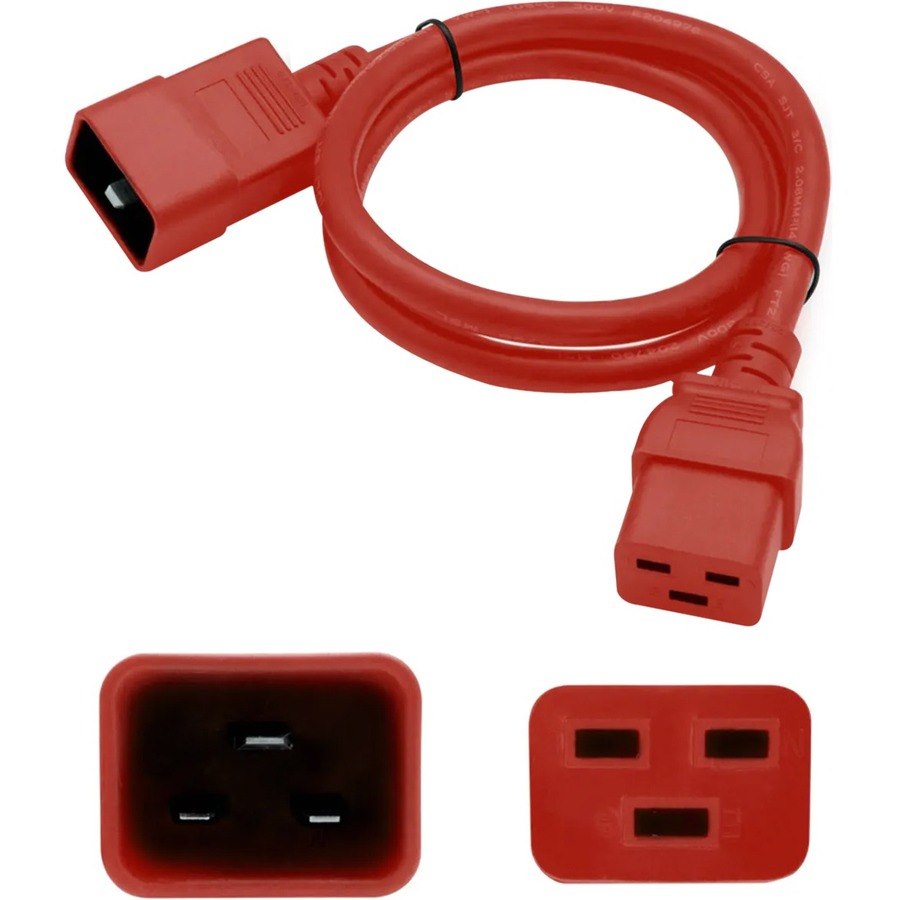 AddOn 6ft C19 (Locking) Female to C20 (Locking) Male 12AWG Red 100-250V Power Cable