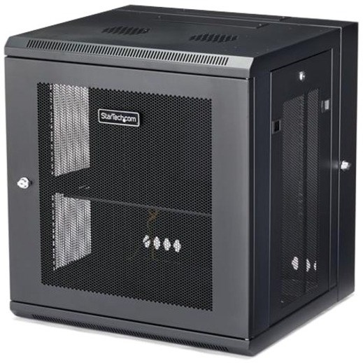 StarTech.com 4-Post 12U Wall Mount Network Cabinet, 19" Hinged Wall-Mounted Server Rack for IT Equipment, Flexible Lockable Rack Enclosure