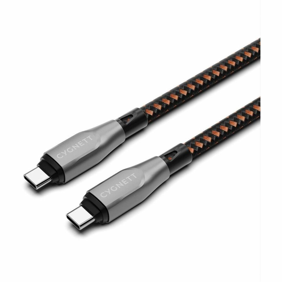 Cygnett Armoured Pro 240W Usb-C To Usb-C (4.0) Cable (1M)-Black/Orange(CY4711PCTYC)40GBPs Transfer,8K(60hz)/4K(120hz),Best For Laptop,5Years Warranty
