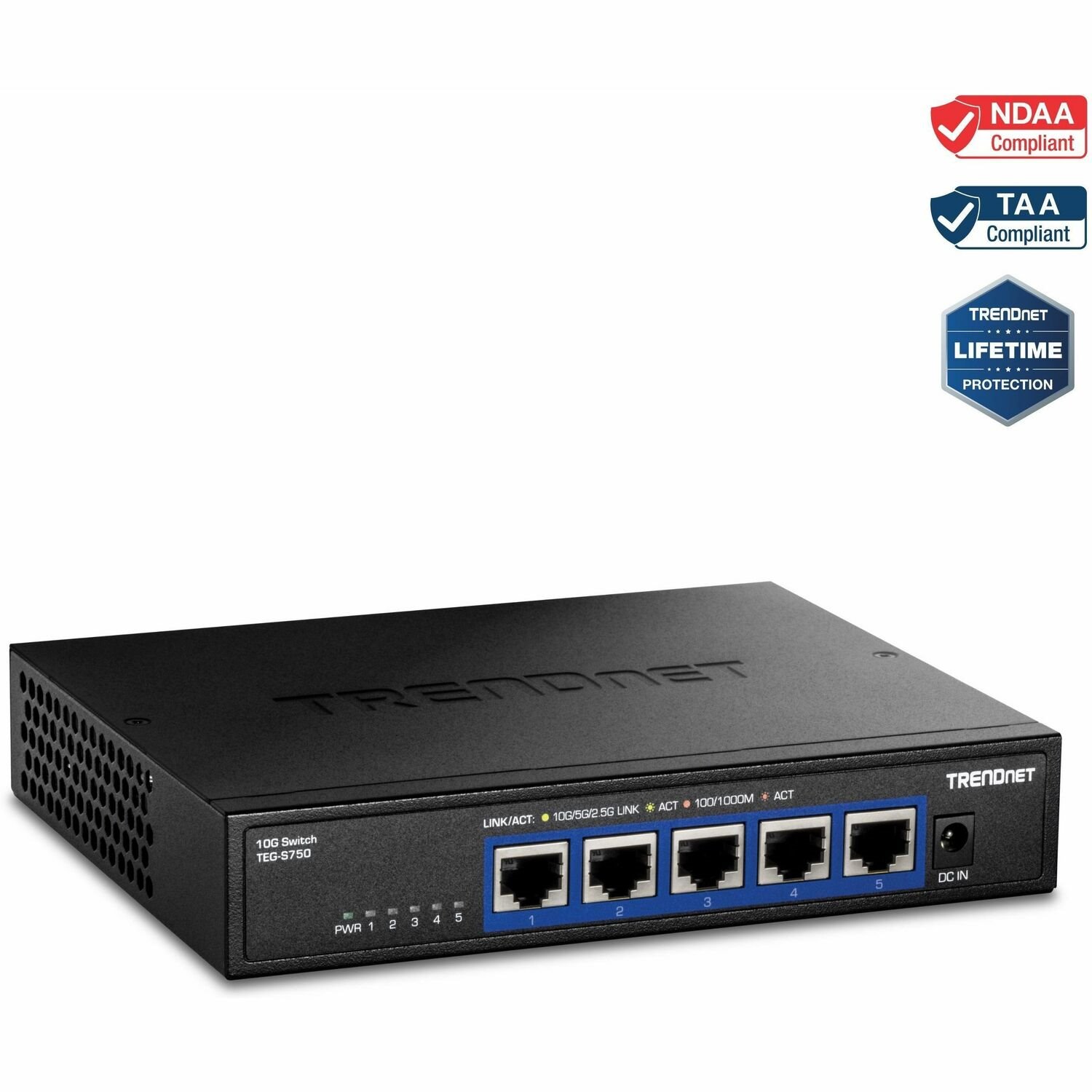 TRENDnet TEG-S750 5 Anschl&uuml;sse Ethernet-Switch - 10 Gigabit Ethernet - 10GBase-T - TAA-konform