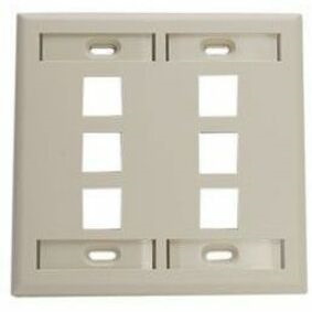 Leviton Dual-Gang QUICKPORT Wallplate with ID Windows, 6-Port, Ivory