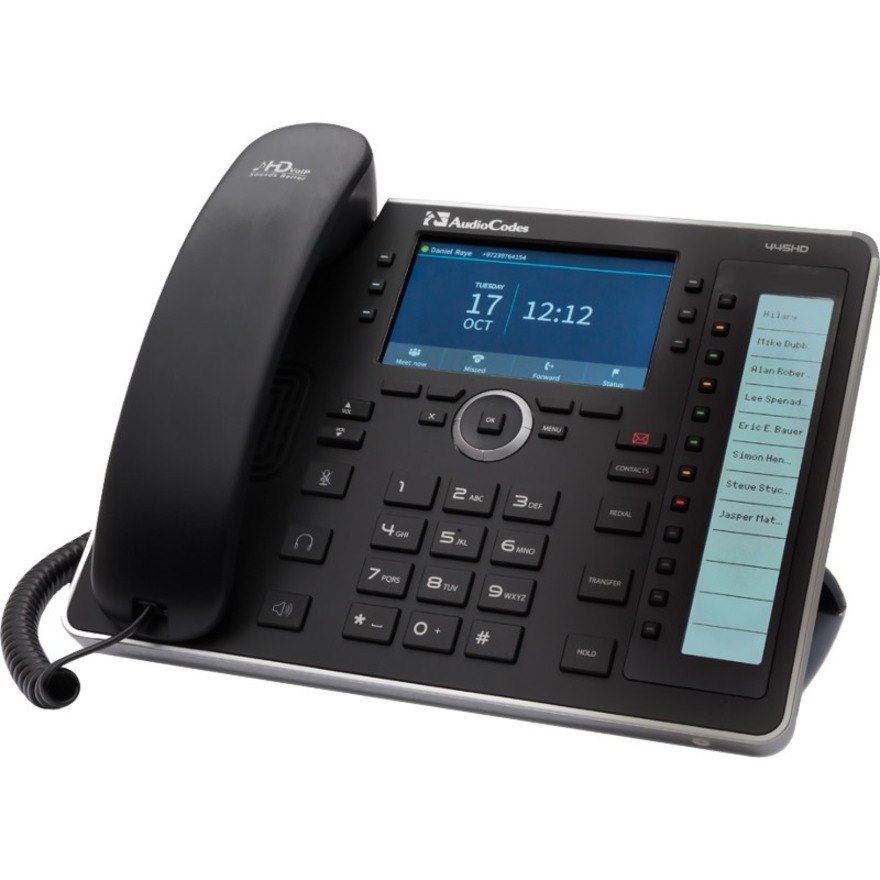 AudioCodes 445HD IP Phone - Corded - Corded/Cordless - Wi-Fi, Bluetooth - Black