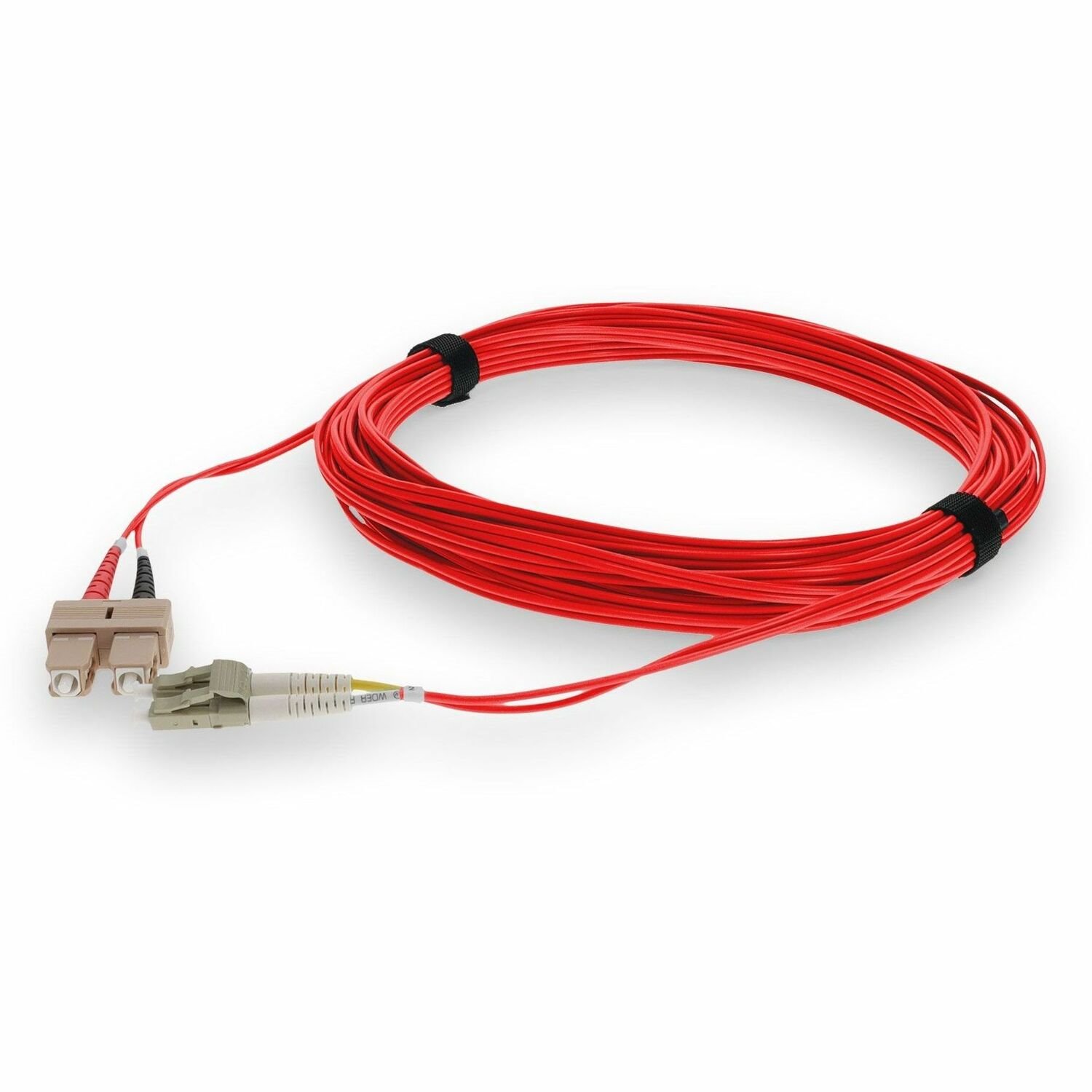 AddOn 1m SC to LC Red OM4 Duplex OFNR (Riser-Rated) Fiber Patch Cable