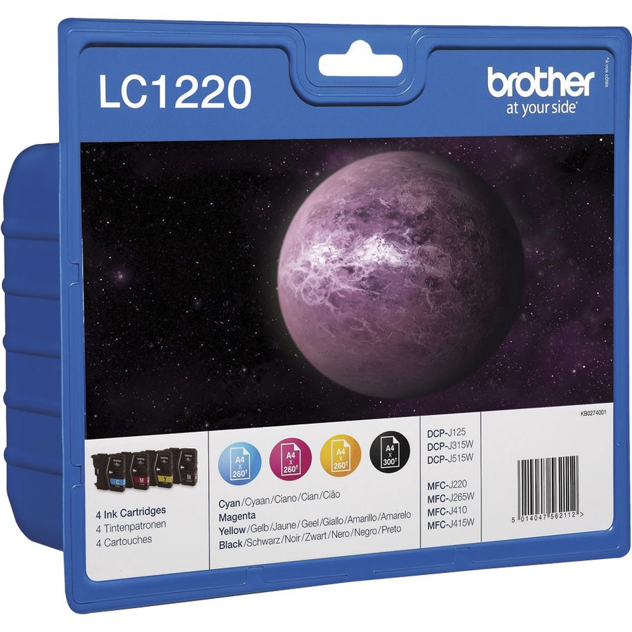 Brother LC1220VALBP Original Inkjet Ink Cartridge - Black, Cyan, Magenta, Yellow - 4 Pack