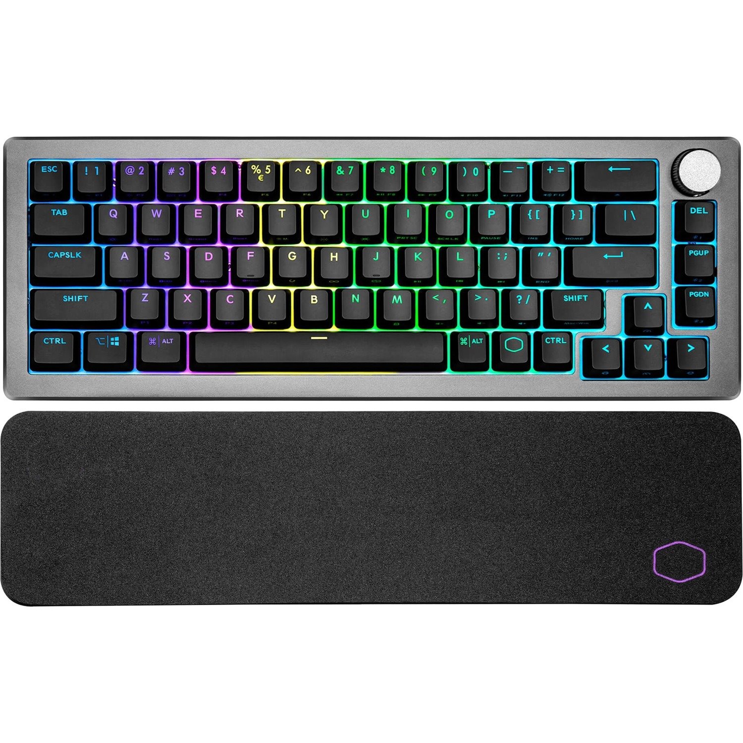 Cooler Master CK-721 Rugged Gaming Keyboard - Wired/Wireless Connectivity - USB Type C Interface - RGB LED - English (US) - Space Gray