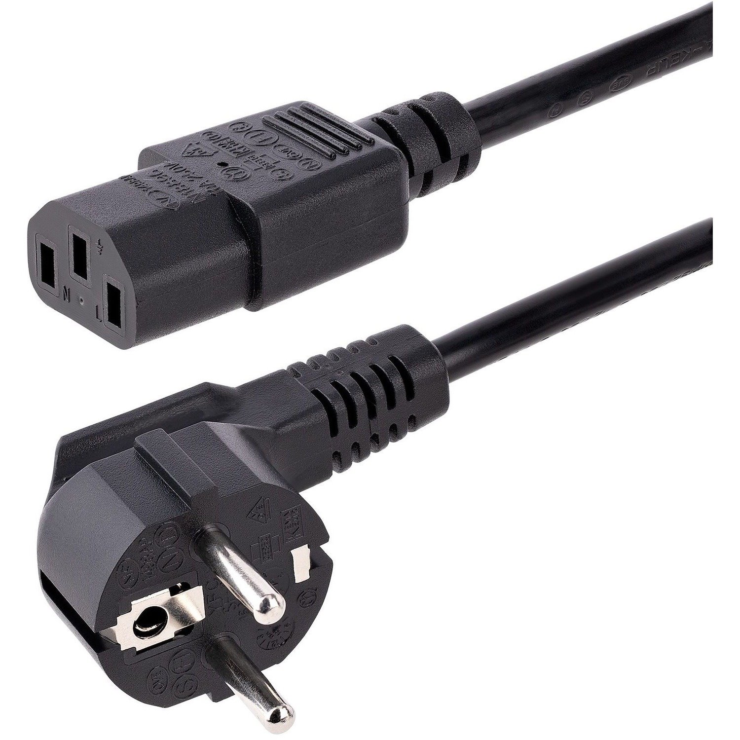 StarTech.com 1m (3ft) Computer Power Cord, 18AWG, EU Schuko to C13 Power Cord, 10A 250V, Black Replacement AC Cord, TV/Monitor Power Cable, Schuko CEE 7/7 to IEC 60320 C13 Power Cord - PC Power Supply Cable