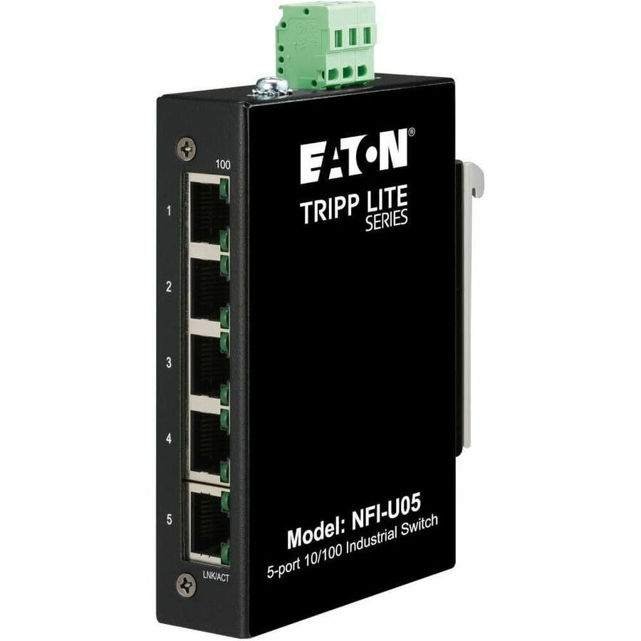 Eaton Tripp Lite Series 5-Port Unmanaged Industrial Ethernet Switch - 10/100 Mbps, Ruggedized, -40&deg; to 75&deg;C, DIN/Wall Mount, TAA