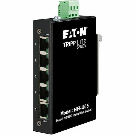 Eaton Tripp Lite Series 5-Port Unmanaged Industrial Ethernet Switch - 10/100 Mbps, Ruggedized, -40° to 75°C, DIN/Wall Mount, TAA