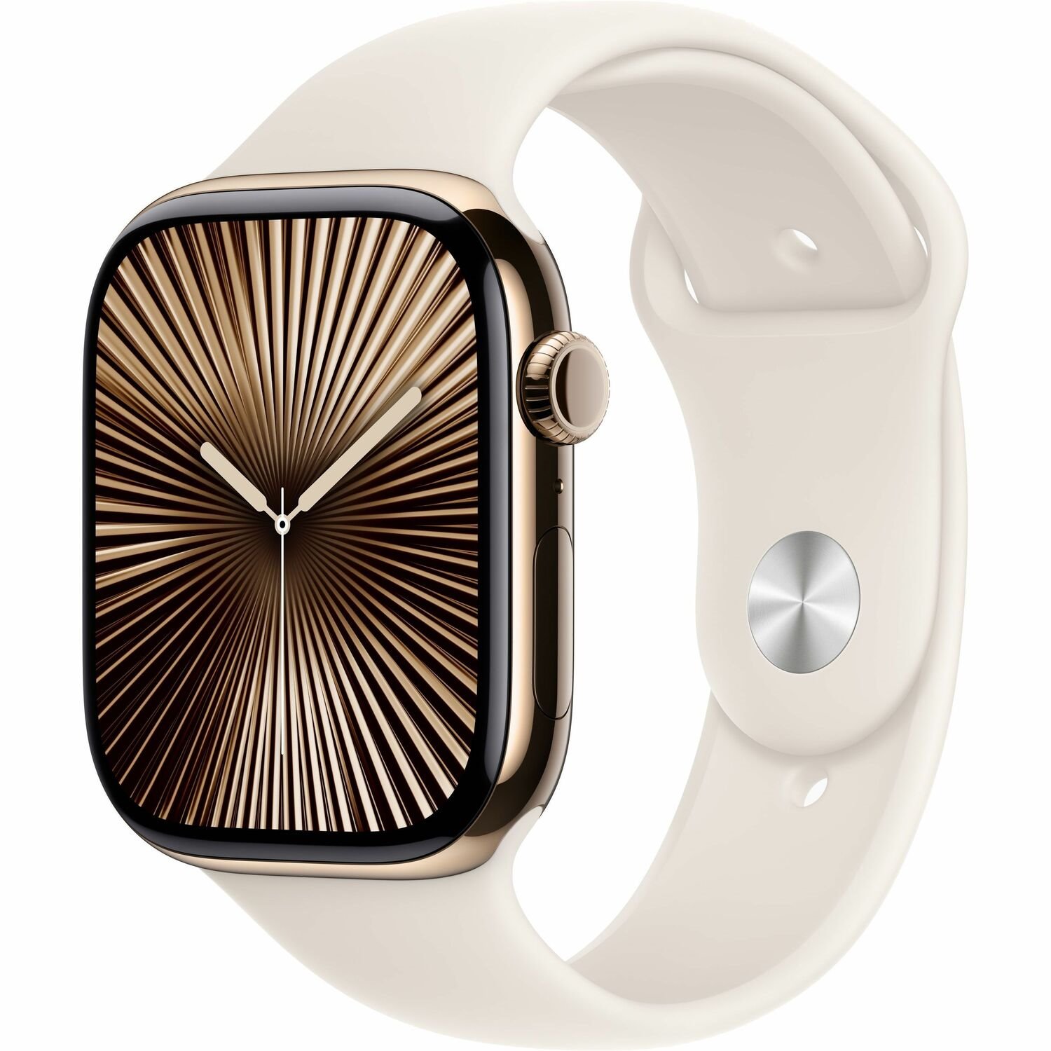 Apple Watch Series 10 Smart Watch - 46 mm Case Height - 39 mm Case Width - Gold Case Color - Starlight Band Color - Titanium Case Material - Wireless LAN - LTE, UMTS