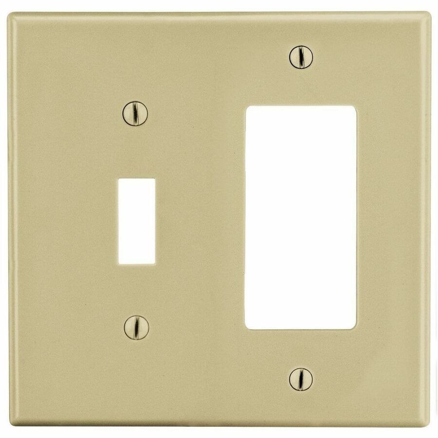 Bryant Wallplate, Mid-Size 2-Gang, 1) Toggle 1) Decorator, Ivory