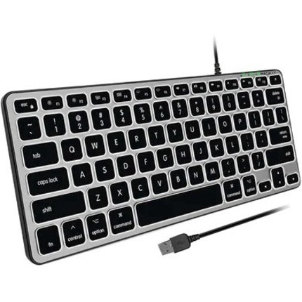 Macally BLMINIZKEYSG - Backlit Compact USB Wired Keyboard