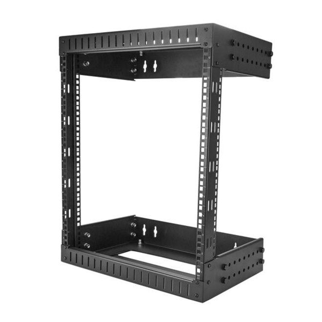 StarTech.com 2-Post 12U Heavy-Duty Wall Mount Network Rack, 19" Open Frame Server Rack with Adjustable Depth, Data Rack for IT Equipment~