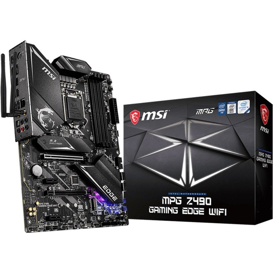 MSI MPG Z490 GAMING EDGE WIFI Desktop Motherboard - Intel Z490 Chipset - Socket LGA-1200 - Intel Optane Memory Ready - ATX