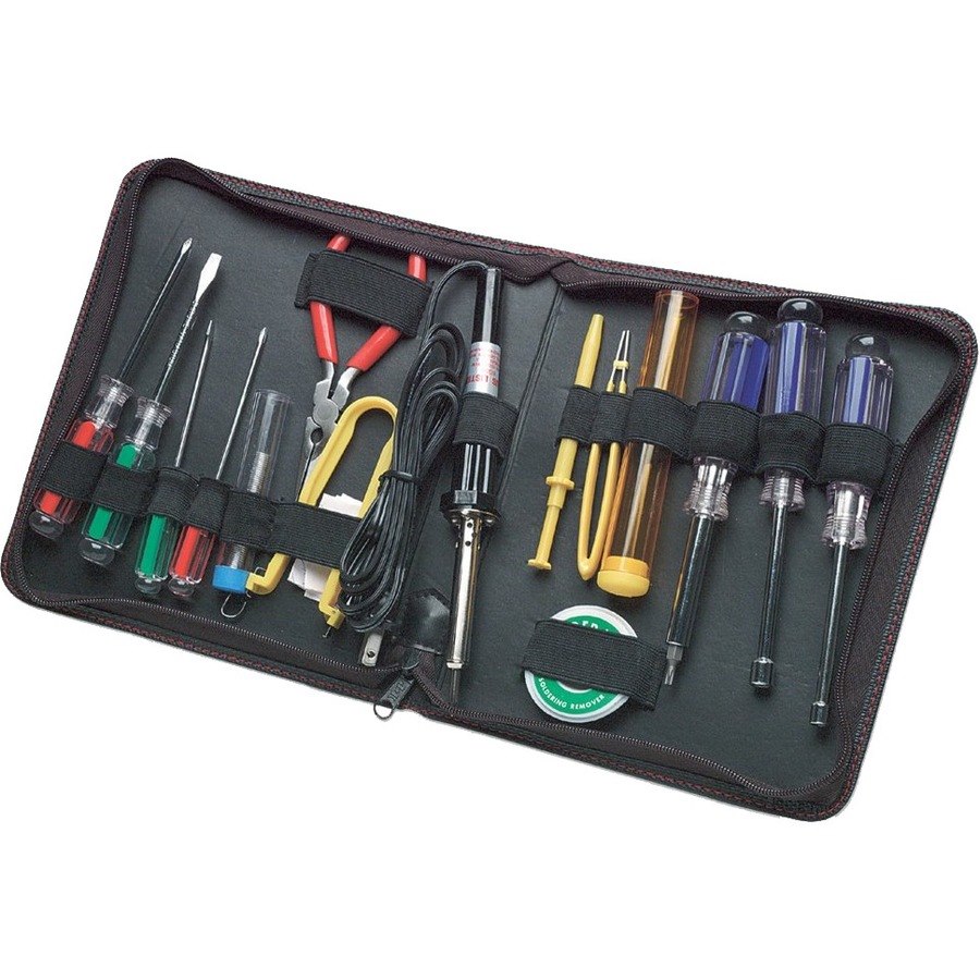 Technician Tool Kit (17 items), Consists of: Soldering Iron (Euro 2-pin plug), Solder and Wick, 4x Chip Tools (Anti Static), Pliers, 2x Nut-Drivers, 2x Torque Screwdrivers, 4x Screwdrivers (Phillips & Flat Head), Tube for spares, Case, Lifetime Warranty