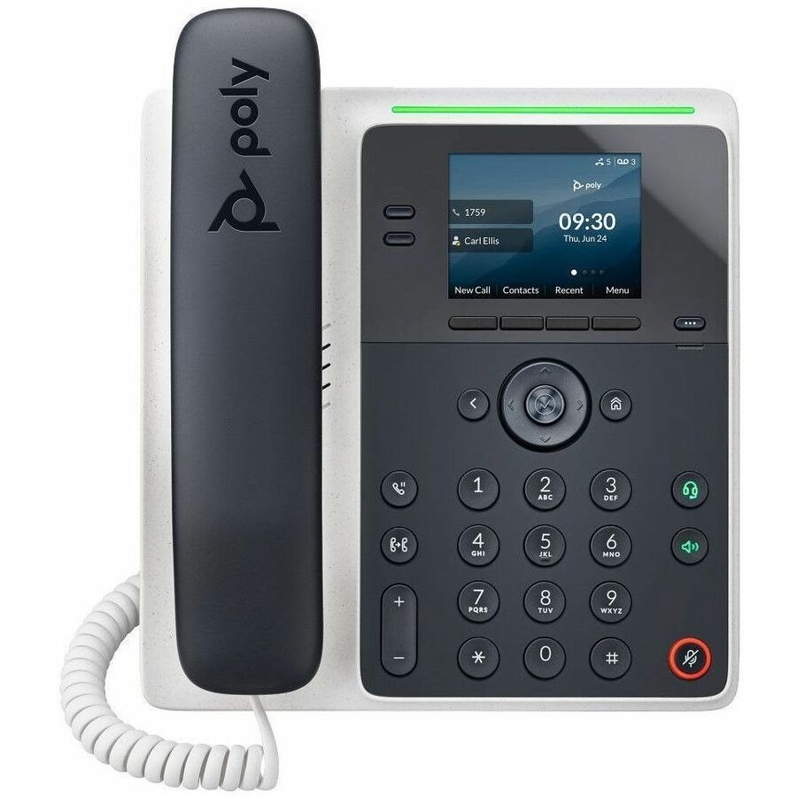 Poly Edge E100 IP Phone - Corded - Corded - 3 Multiple Conferencing - Wall Mountable, Desktop, Stand Mountable - Black