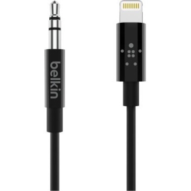 Belkin 3.5 MM Audio Cable With Lightning Connector (1.8M) - Black (AV10172bt06-BLK), High Resolution Audio, MFI-Certified, Apple, 2 Years Warranty