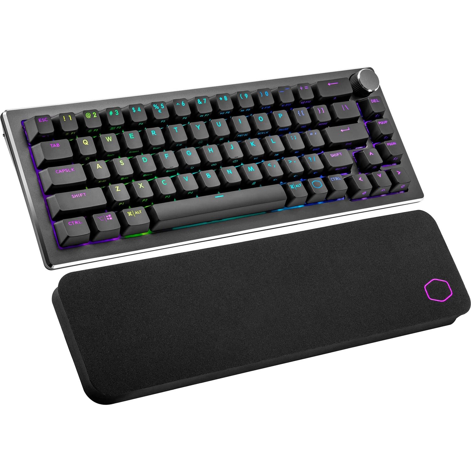 Cooler Master CK-721 Rugged Gaming Keyboard - Wired/Wireless Connectivity - USB Type C Interface - RGB LED - English (US) - Space Gray