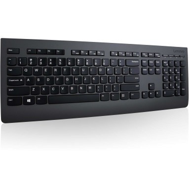 Lenovo Professional Toetsenbord - Draadloos Verbinding - USB Interface - Belgisch, Frans - AZERTY indeling - Zwart