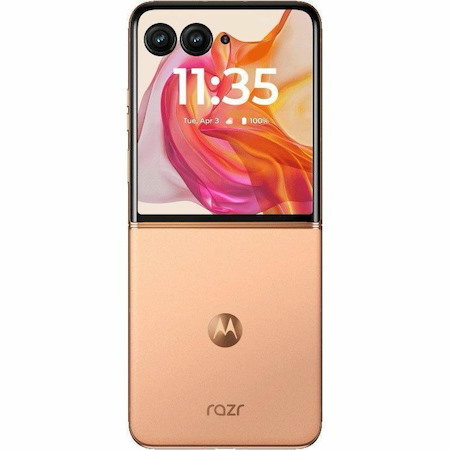 Motorola Mobility razr 50 ultra 512 GB Smartphone - 6.9" Flexible Folding Screen P-OLED Full HD Plus 2640 x 1080 - Octa-core (Cortex X4Single-core (1 Core) 3 GHz + Cortex A720 Quad-core (4 Core) 2.80 GHz + Cortex A520 Triple-core (3 Core) 2 GHz - 12 GB RAM - Android 14 - 5G - Peach Fuzz