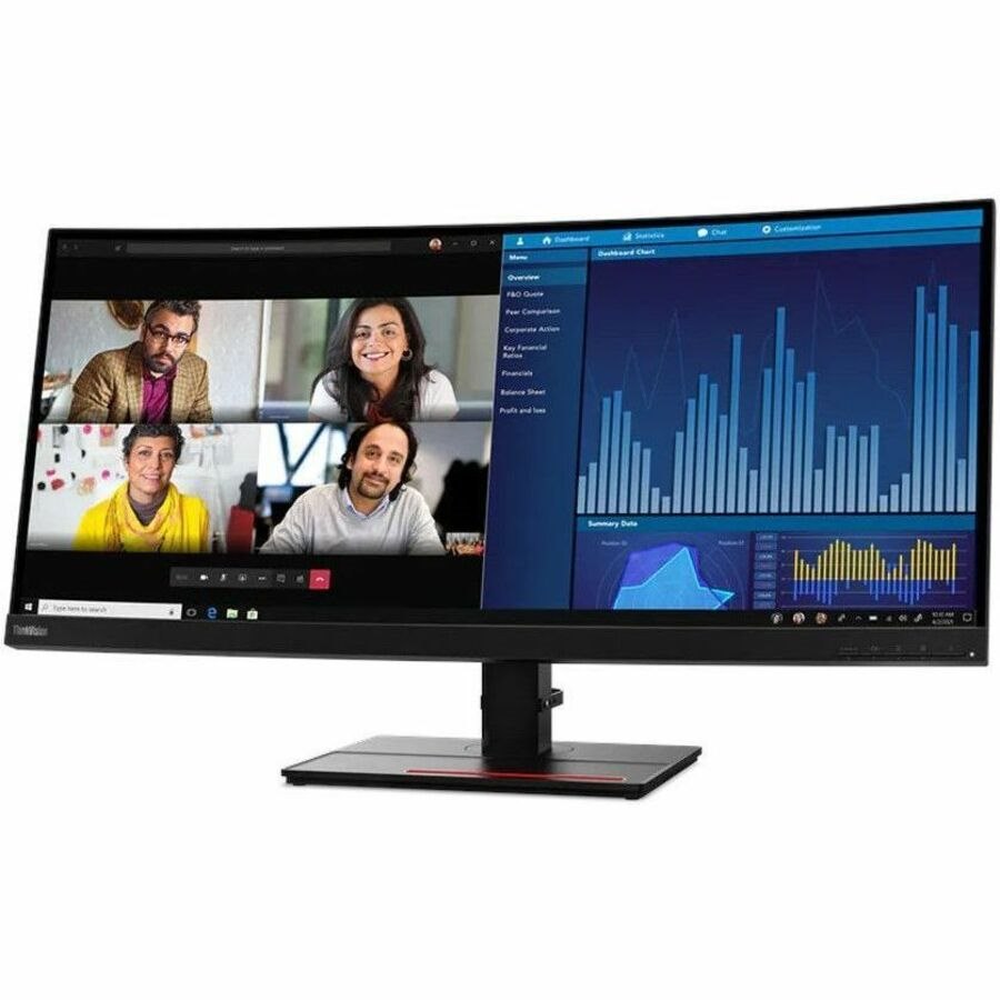 Lenovo ThinkVision P34w-20 34" Class UWQHD Curved Screen LED Monitor - 21:9 - Raven Black