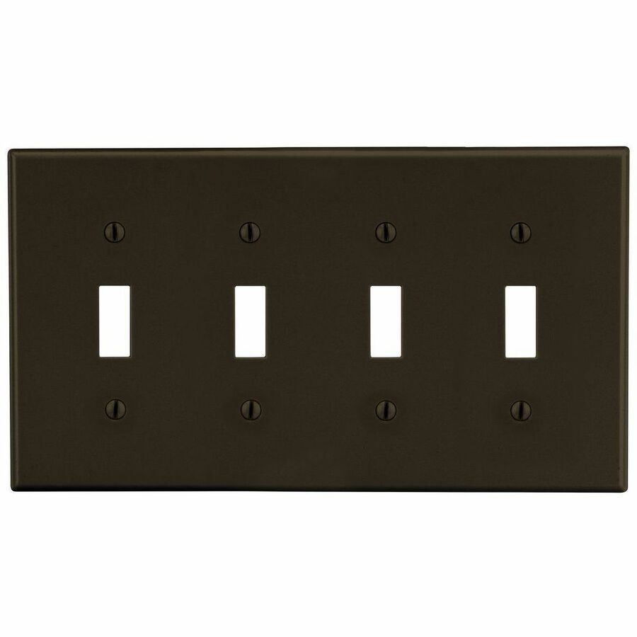 Bryant Wallplate, 4-Gang, 4) Toggle, Brown