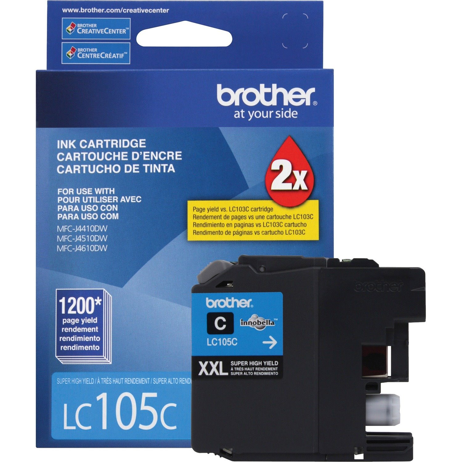 Brother Genuine Innobella LC105C Super High Yield Cyan Ink Cartridge.