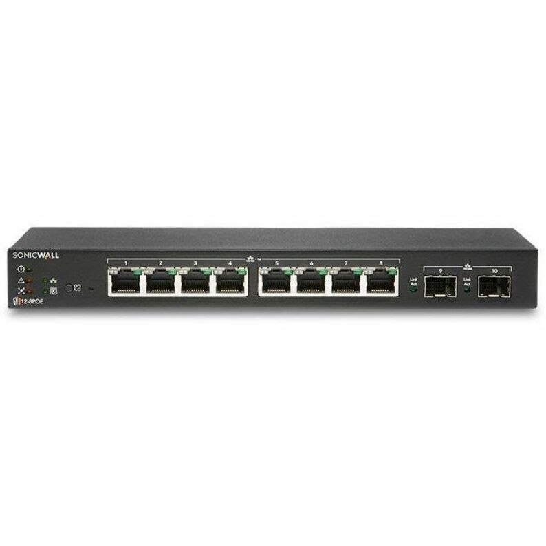 SonicWall SWS12-8 10 Ports Manageable Ethernet Switch - Gigabit Ethernet - 1000Base-T, 1000Base-X - TAA Compliant