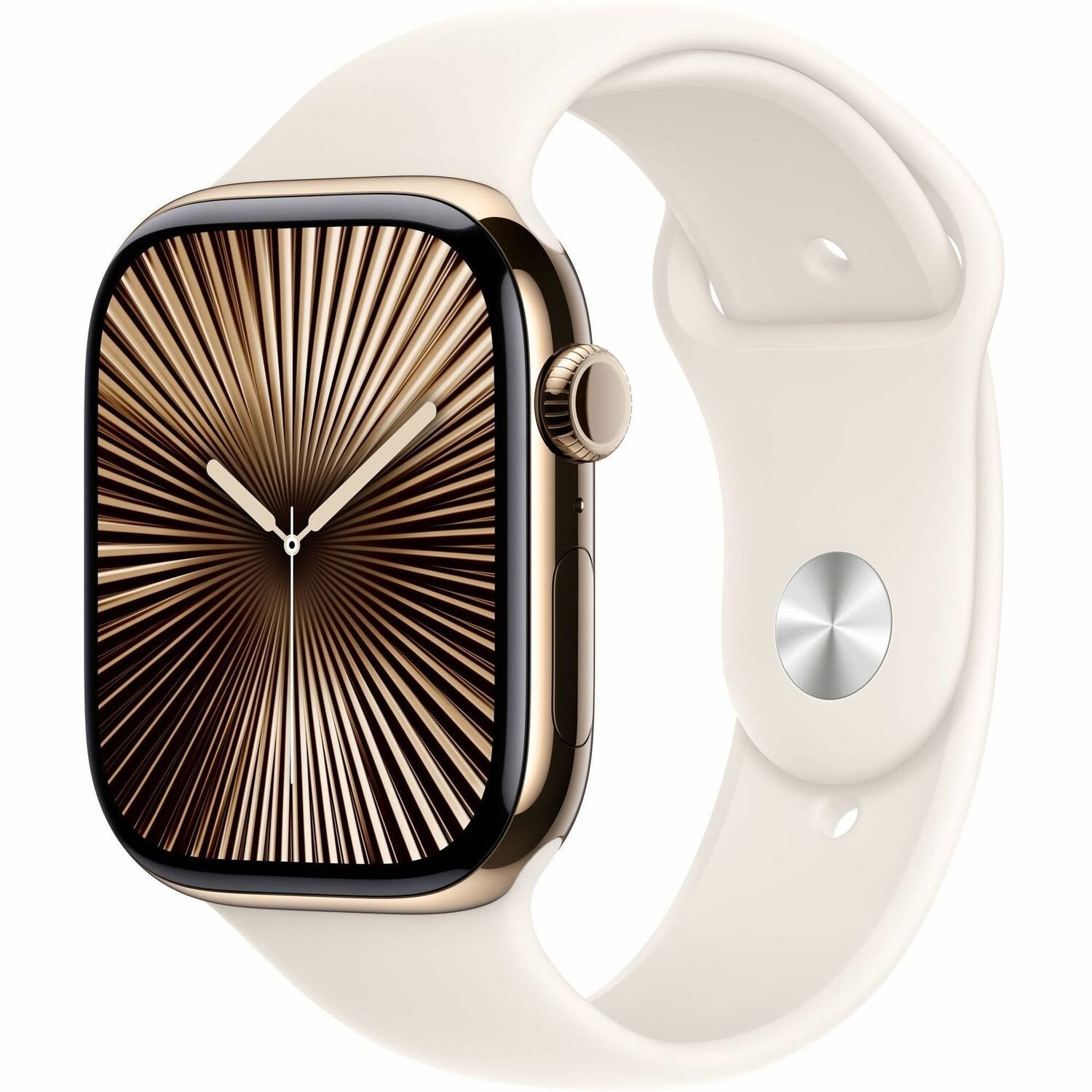 Apple Watch Series 10 Smart Watch - 46 mm Case Height - 39 mm Case Width - Gold Case Color - Starlight Band Color - Titanium Case Material - Wireless LAN - LTE, UMTS