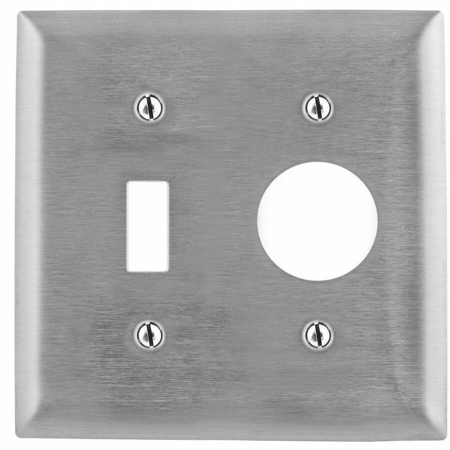 Hubbell Wallplate, 2-G, SW/1.40, SS