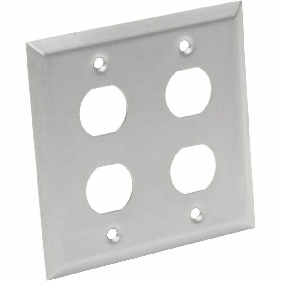 Eaton Tripp Lite Series 4 Port Double Gang Faceplate, Stainless Steel, Industrial Grade, IP44, TAA