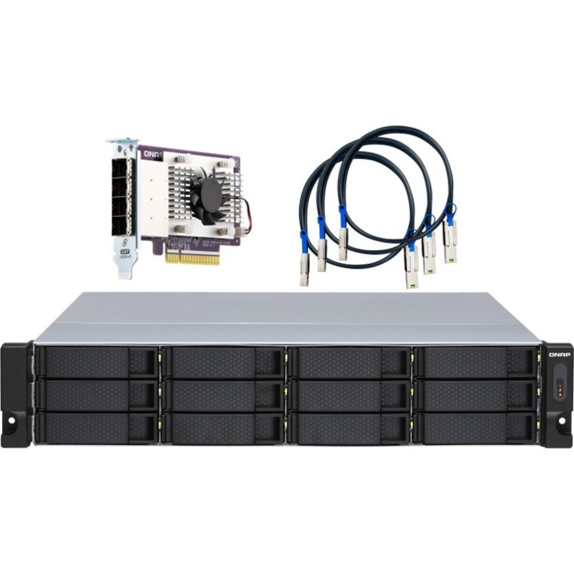 QNAP TL-R1200S-RP Drive Enclosure SATA/600 - Mini-SAS Host Interface - 2U Rack-mountable