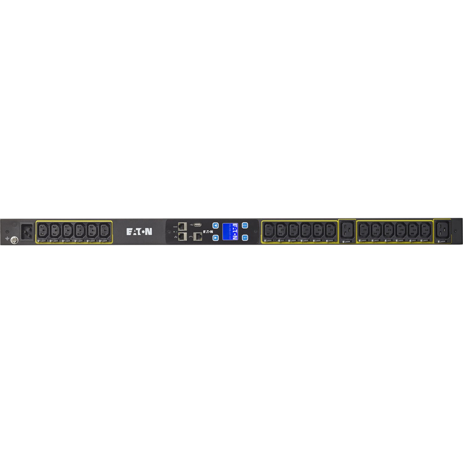 Eaton Metered Input rack PDU, 0U, L6-20P, C20 input, 3.84 kW max, 100-240V, 16A, 10 ft cord, Single-phase, Outlets: (18) C13 Outlet grip, (2) C19 Outlet grip