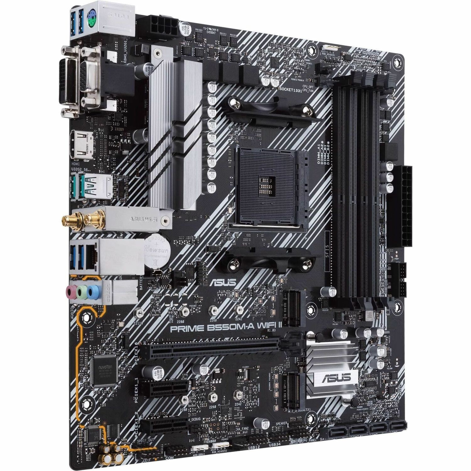 Asus Prime B550m-A Wifi Ii Amd Matx 4Xdimm DDR4 Pci-E 4.0 2XM.2 Hdmi Dvi-D D-Sub 4Xsata 6 Usb3.2 Gen2 3Xaj Wifi6 RGB Lighting Motherboard