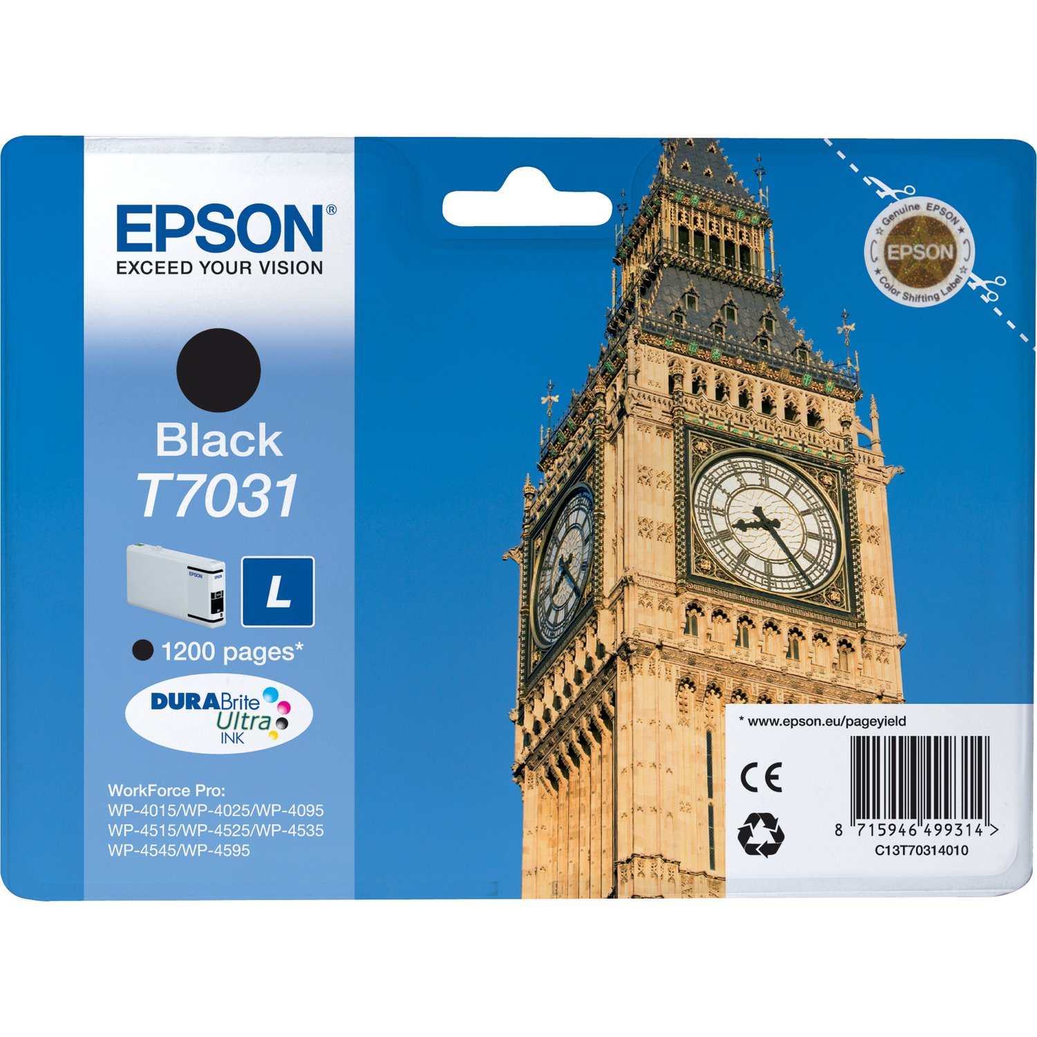 Epson DURABrite Ultra C13T70314010 Original Inkjet Ink Cartridge - Black - 1 Pack
