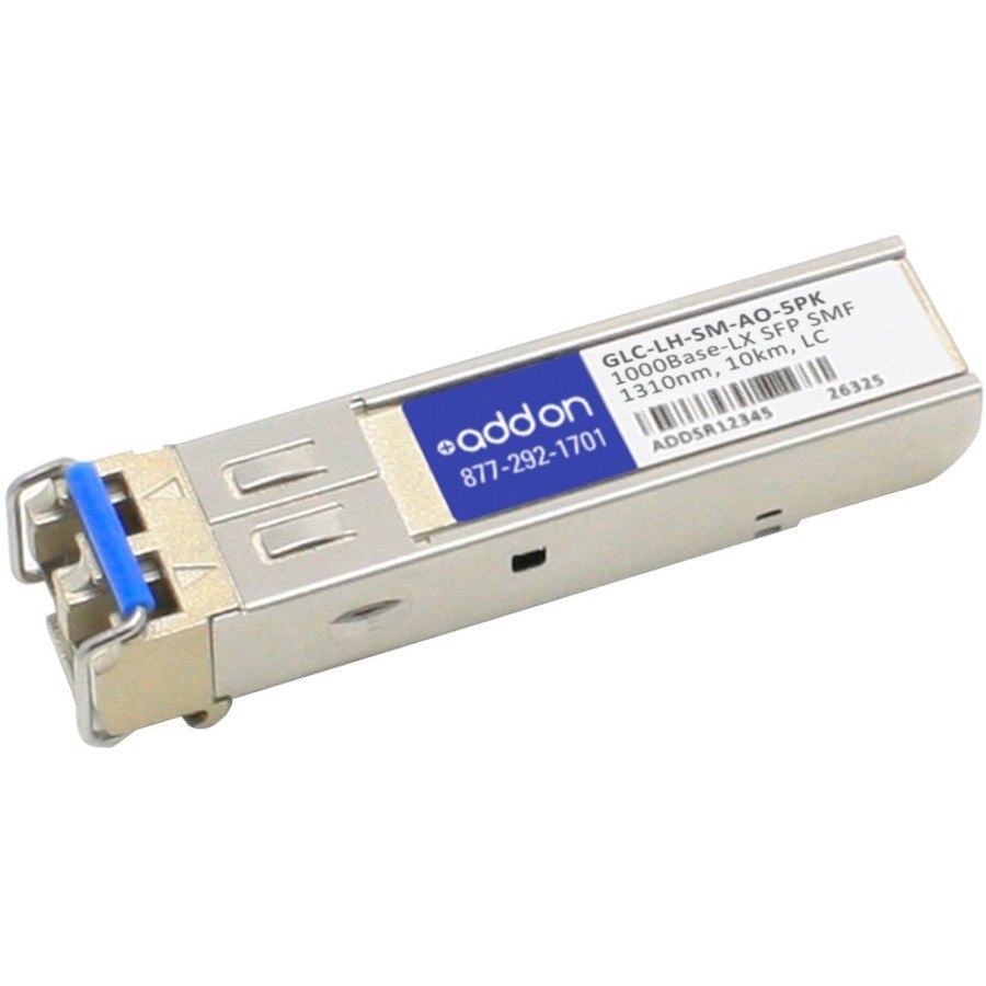 AddOn 5PK Cisco&reg; GLC-LH-SM Compatible TAA 1000Base-LX SFP Transceiver (SMF, 1310nm, 10km, LC)