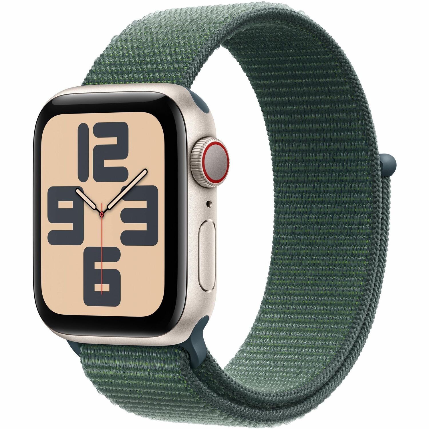 Apple Watch SE Smart Watch - 40 mm Case Height - 34 mm Case Width - Starlight Case Color - Lake Green Band Color - Aluminium Case Material - Wireless LAN - LTE, UMTS